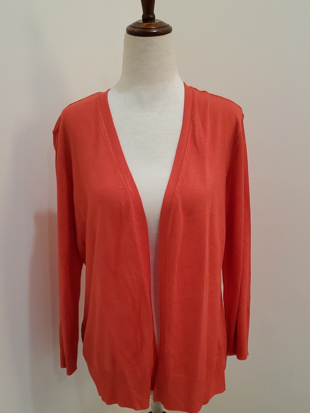 Verve Ami Coral-Red Open Front Cardigan